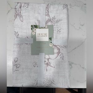 House & Garden Tablecloth Easter Bunny Beige Floral 120x60” rectangle NWT